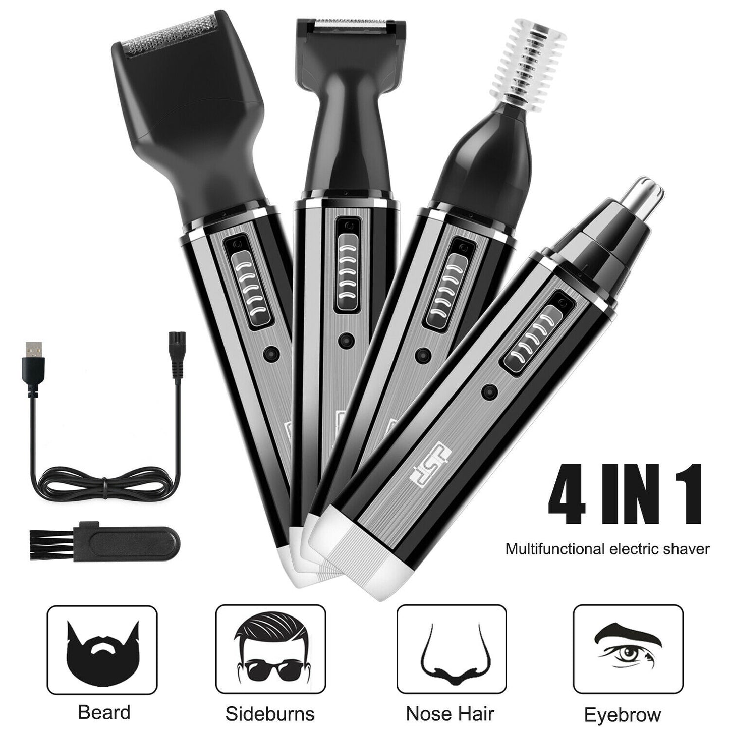 WM 4 In 1 Hair Beard Eyebrow Ear Nose Shaver Trimmer Razor Kit, Valentine's Day Christmas Gifts for Men Him