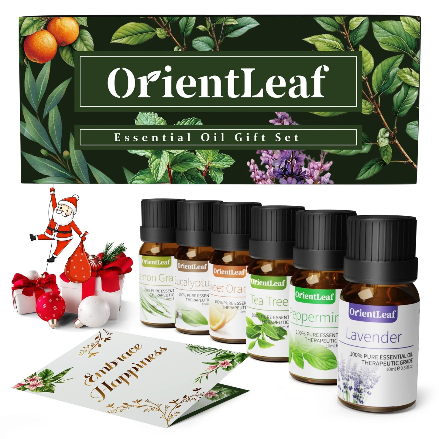 WM-OrientLeaf Essential Oils Set of 6Pcs 100% Pure Natural Aromatherapy Essential Oil for Diffusers, Massage, Aromatherapy, Skin & Hair Care, Women's Day Gift