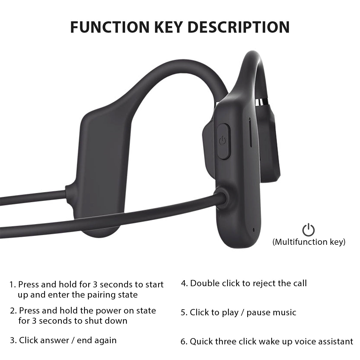 Wireless Bluetooth 5.0 Open Ear Headphones Waterproof Sports Headphones for Workout, Running, Hiking, Cycling, Swimming and More Activities