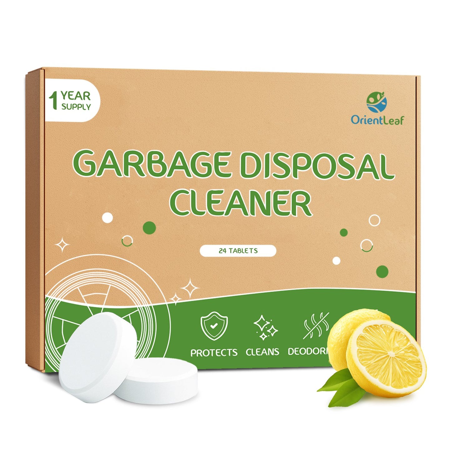 WM-OrientLeaf Garbage Disposal Cleaner, 24 Tablets