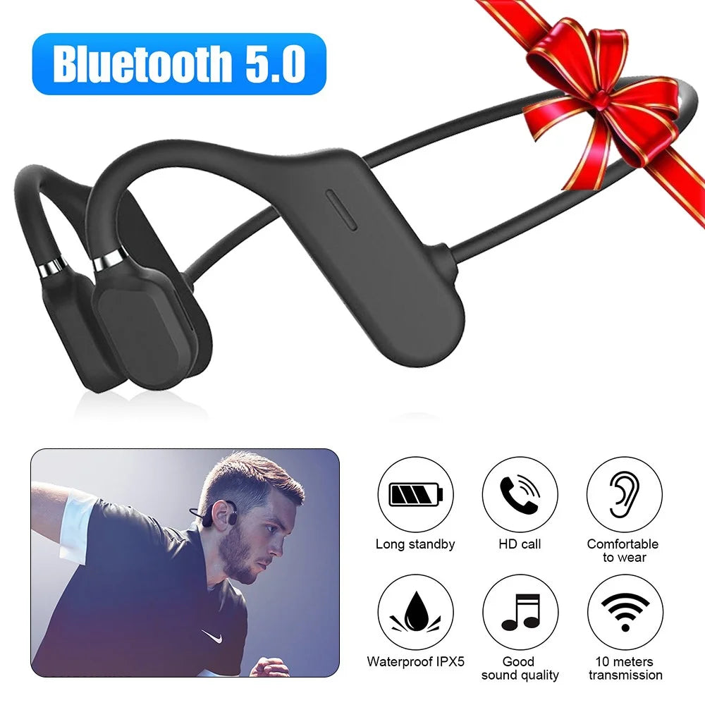 Wireless Bluetooth 5.0 Open Ear Headphones Waterproof Sports Headphones for Workout, Running, Hiking, Cycling, Swimming and More Activities