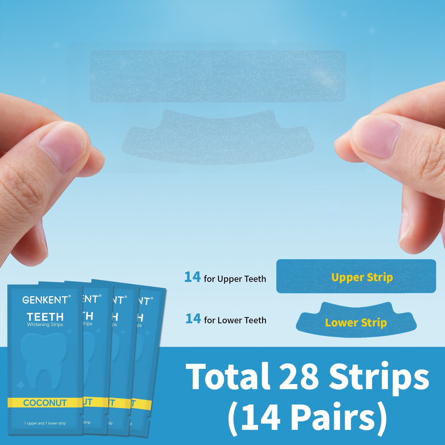Teeth Whitening Strips 28 Strips Non-Sensitive Teeth Whitening Kit 14 Treatments Teeth Whitener for Smoke Coffee Stain Remove Coconut Flavor