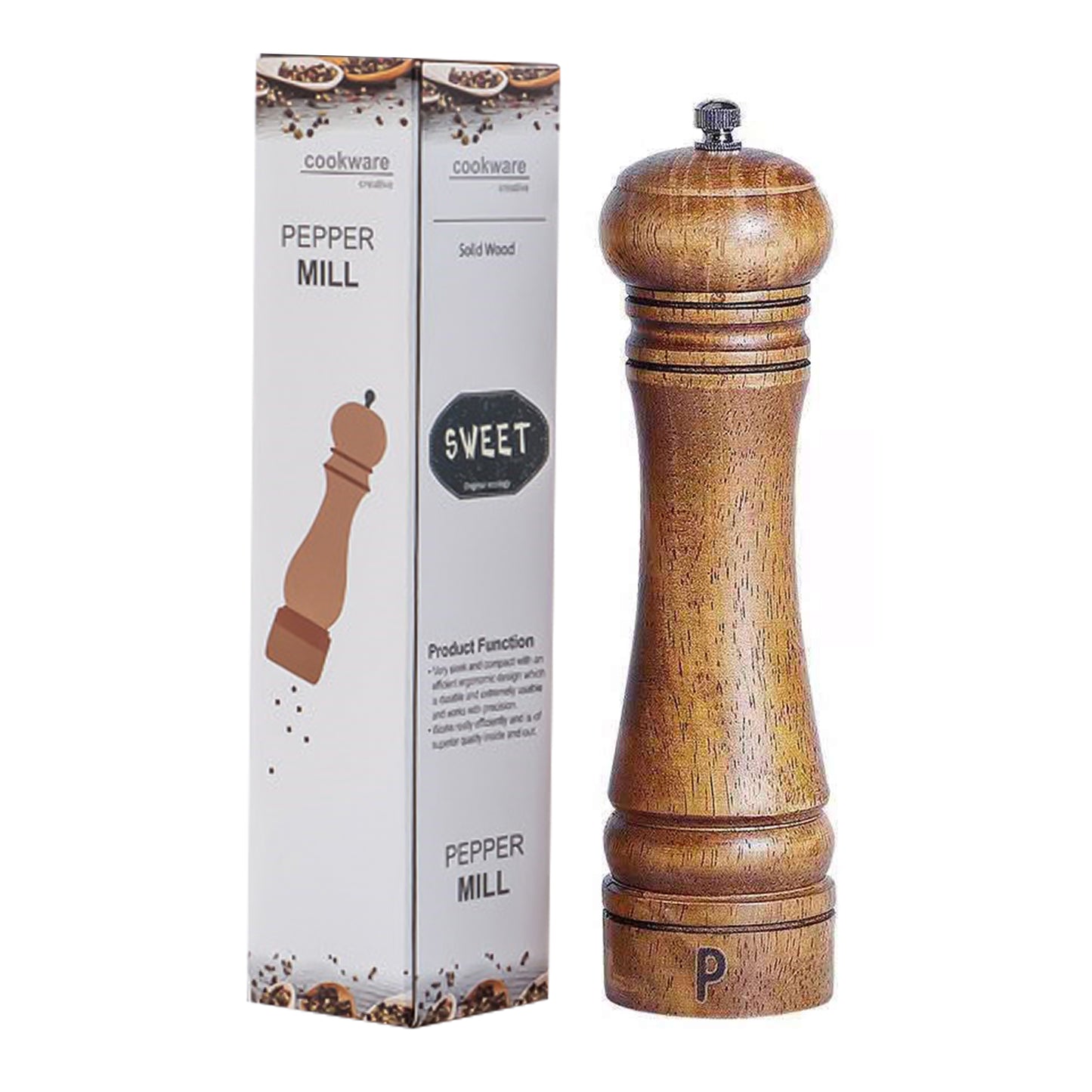 Cooking Salt and Pepper Grinder Hand Movement Wood Pepper Mill Kitchen Tool