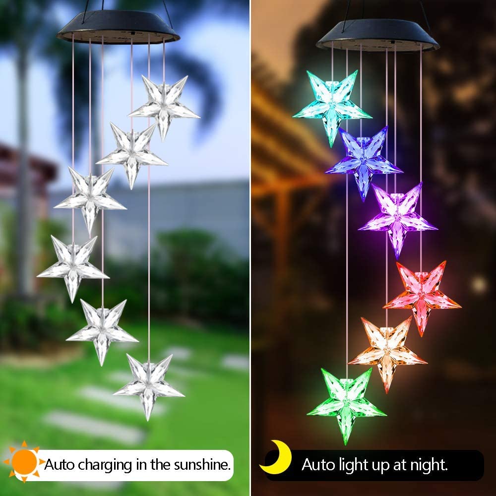 Outdoor solar LED wind chime star light wind chime garden light