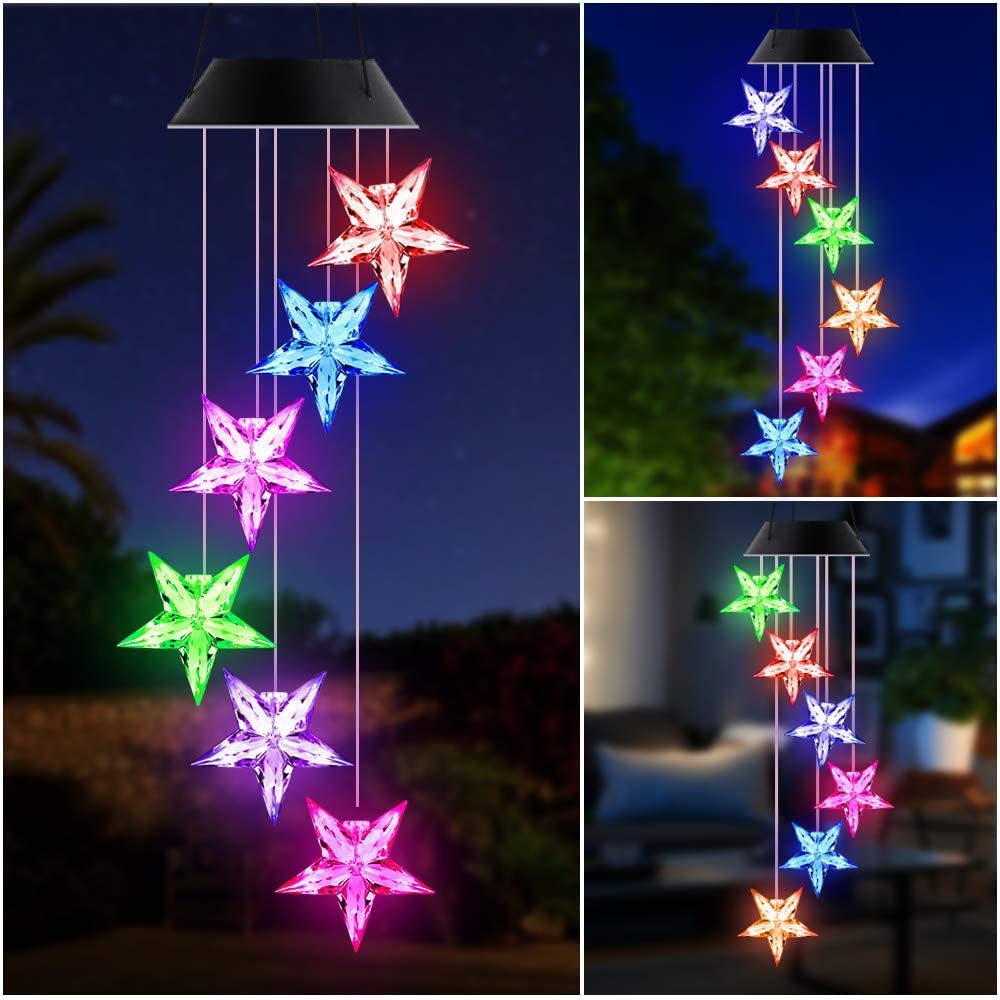 Outdoor solar LED wind chime star light wind chime garden light