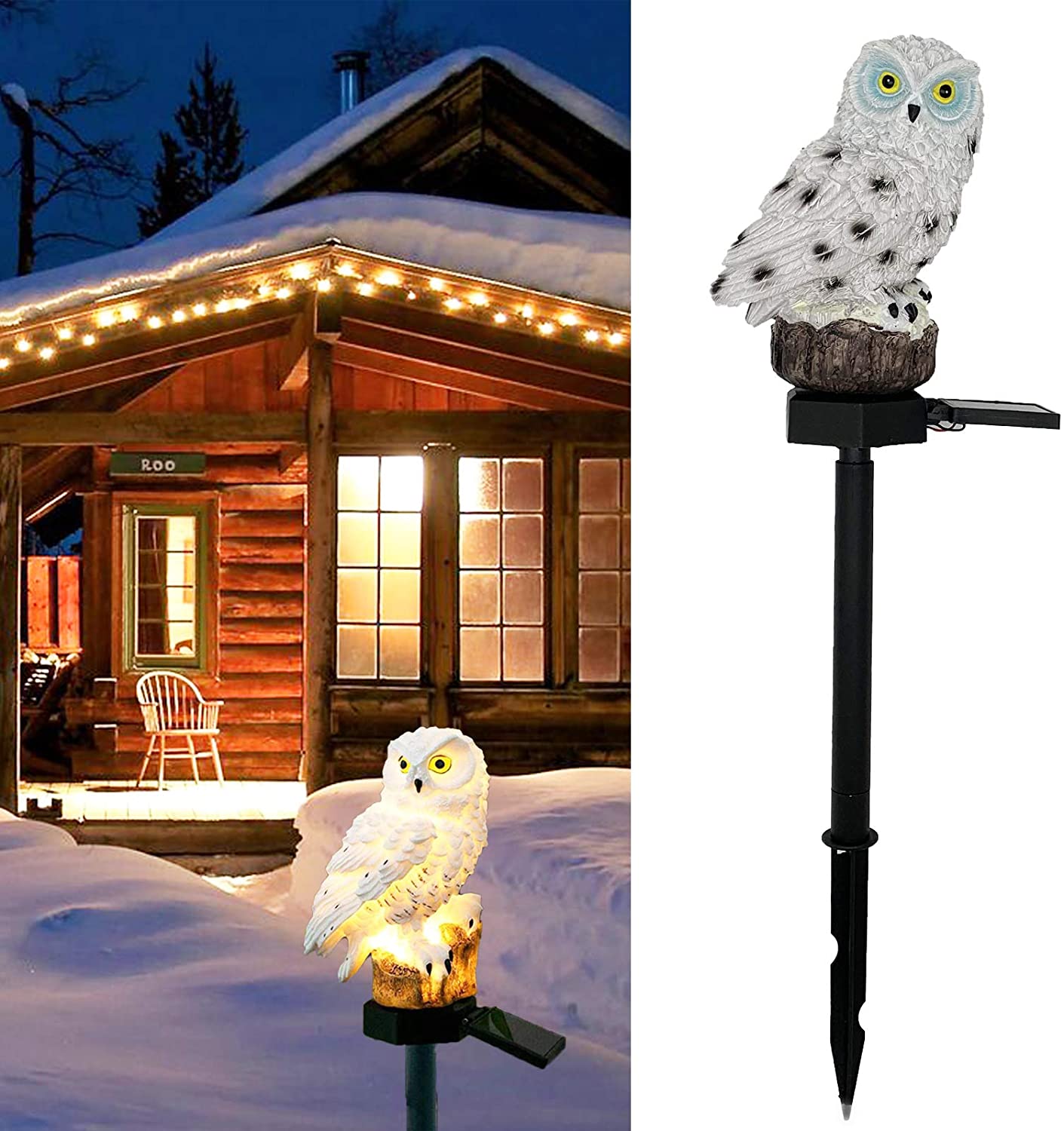 Owl Solar Lights for Halloween Decoration Outdoor Waterproof Stake Lamp for Halloween Decor