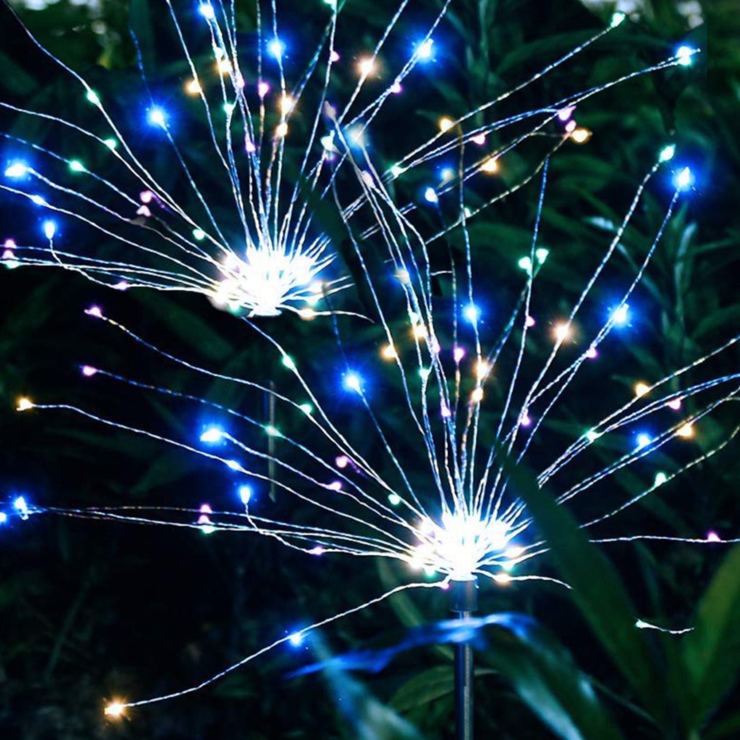 OriginalSourcing 2 Pack Outdoor Solar Garden Light Firework Lights 120 LED Waterproof Garden Decor Lights for Patio Multicolor, Christmas Day Outdoor Decor