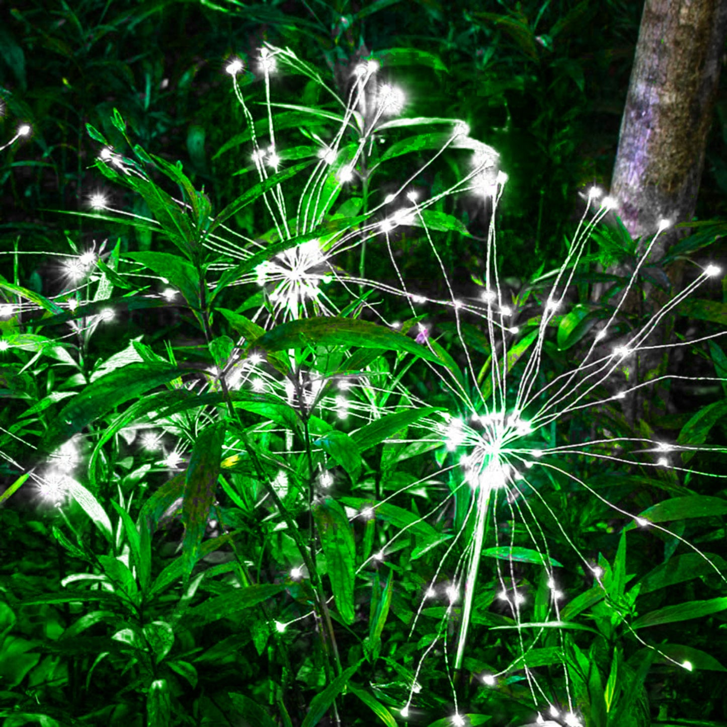 OriginalSourcing 2 Pack Outdoor Solar Garden Light Firework Lights 120 LED Waterproof Garden Decor Lights for Patio Multicolor, Christmas Day Outdoor Decor