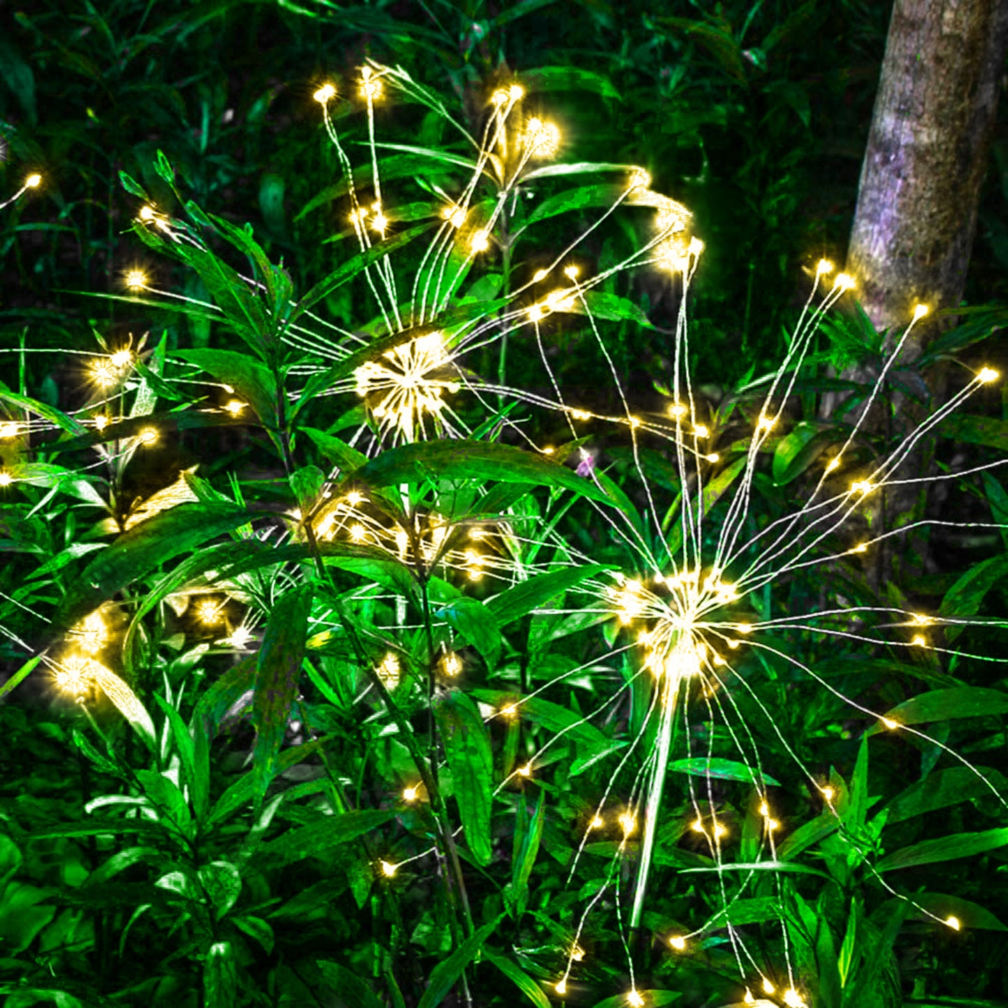 OriginalSourcing 2 Pack Outdoor Solar Garden Light Firework Lights 120 LED Waterproof Garden Decor Lights for Patio Multicolor, Christmas Day Outdoor Decor