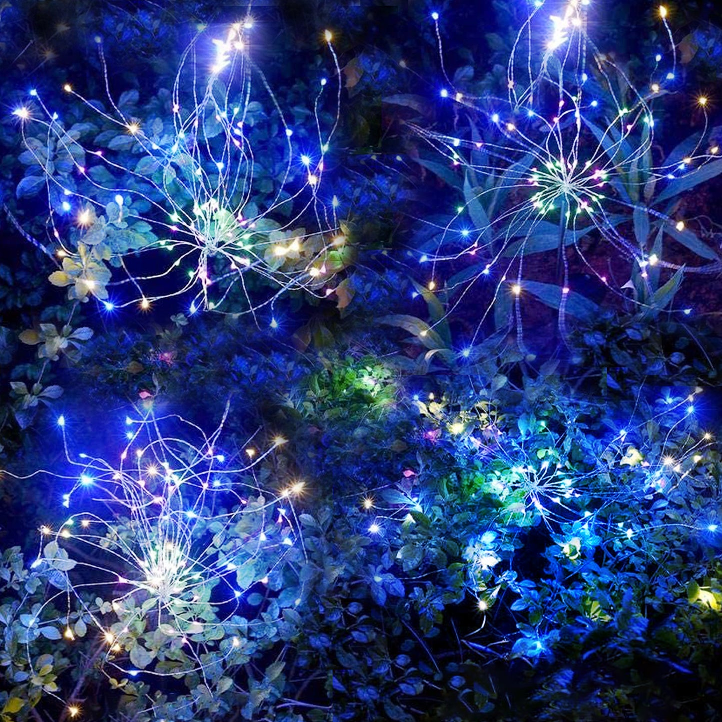 OriginalSourcing 2 Pack Outdoor Solar Garden Light Firework Lights 120 LED Waterproof Garden Decor Lights for Patio Multicolor, Christmas Day Outdoor Decor
