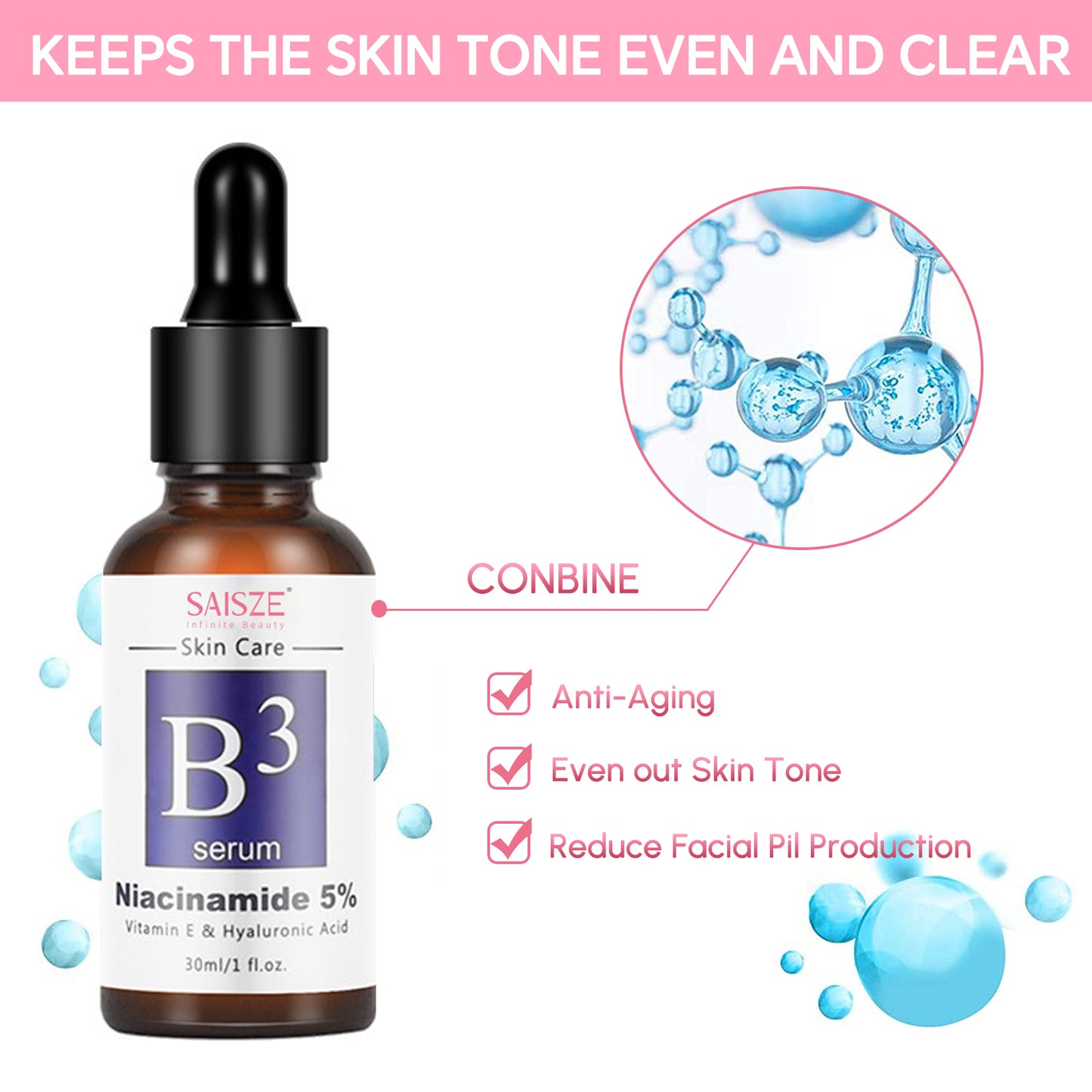 1 fl oz Face Serum for Wrinkles, Dark Spots, and Anti-Aging with Vitamin E & Hyaluronic Acid for All Skin Types