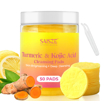 50Pcs Turmeric Kojic Acid Cleansing Pads  Helps Skin Brightening and Deep Cleansing for All Skin Type
