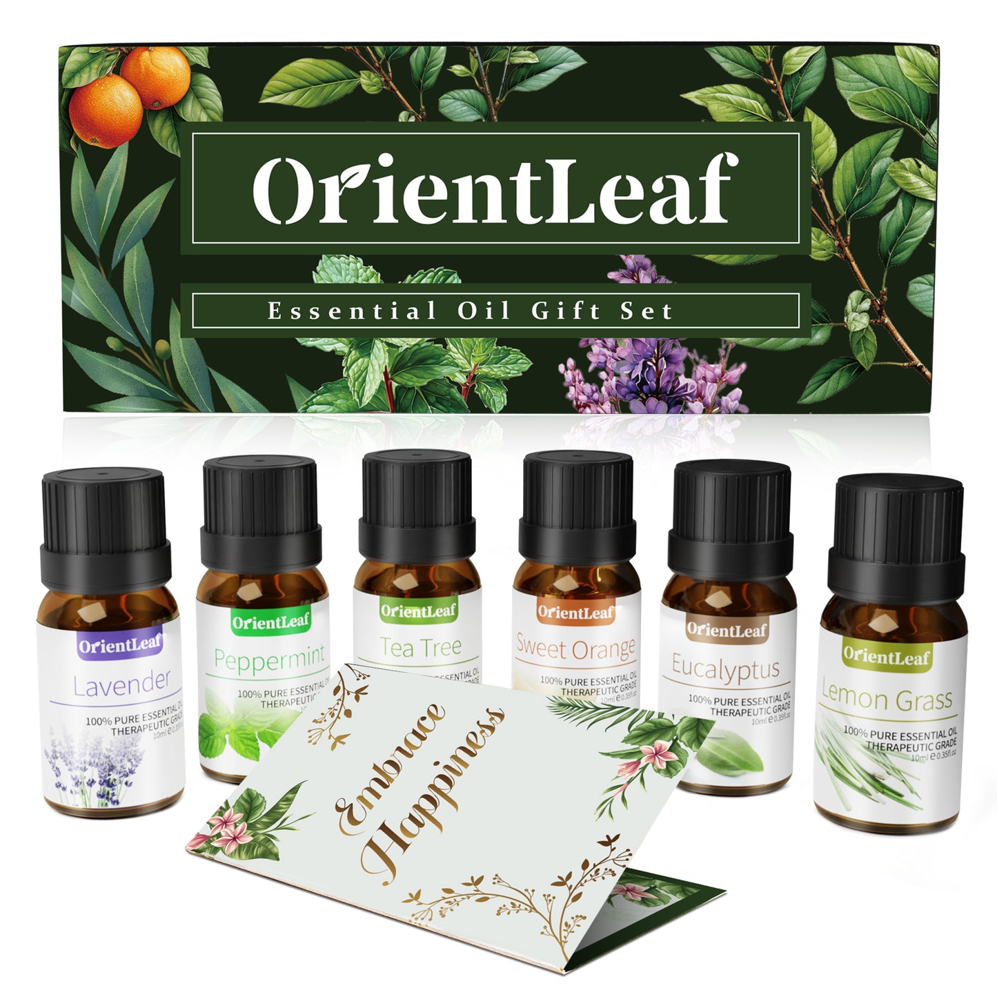 WM OrientLeaf 100% Pure Essential Oils Set, Aromatherapy Blended Scents Variety Essential Oils Gift Set for Diffusers, Massage, Sleep