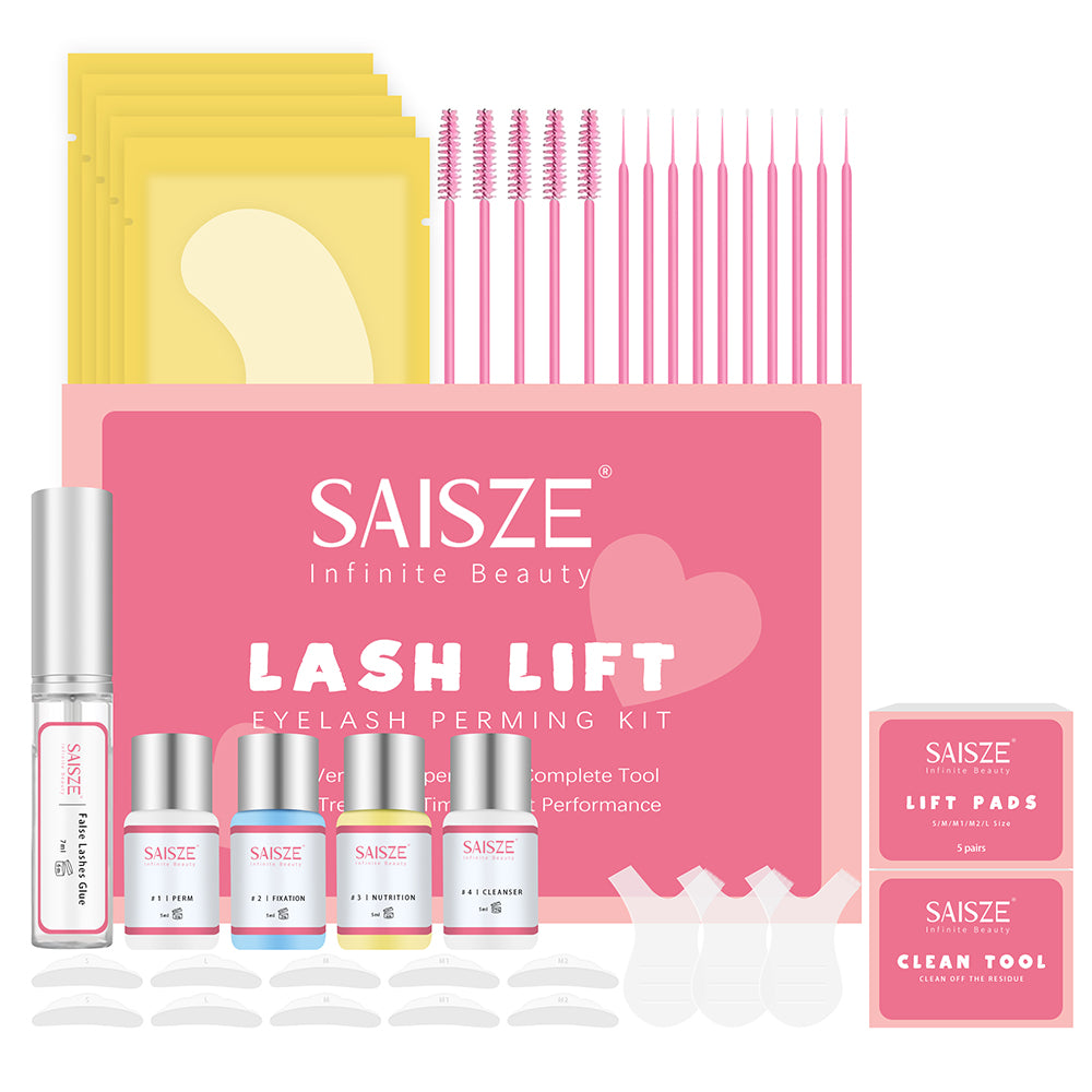 SAISZE Eyelash Perming Kit + Lash Lifting Curling Set,Include Eye Shields, Pads, and Accessories