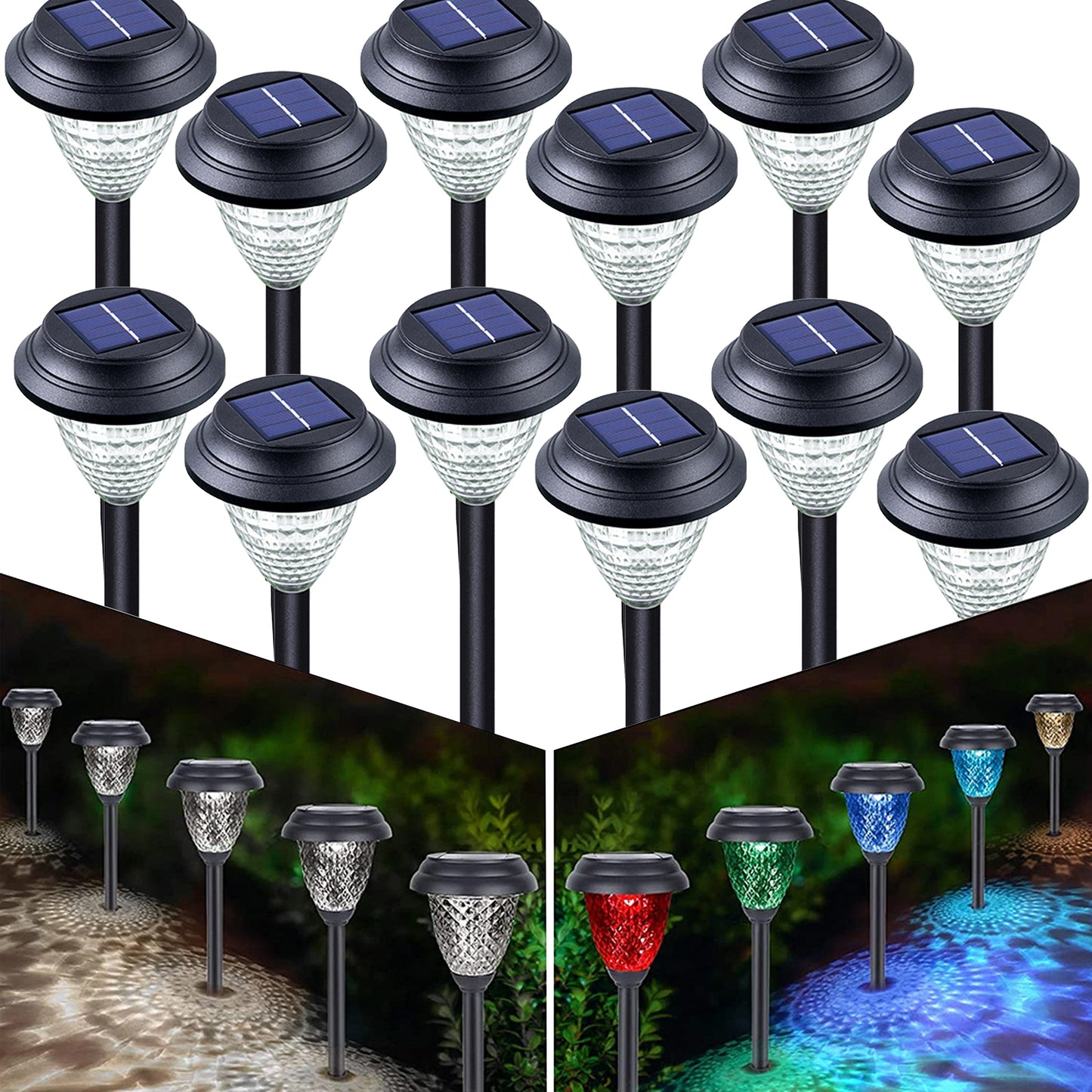 6/12Pcs  Solar Pathway Lights Waterproof Dynamic Pattern Landscape Light for Patio Garden Lawn