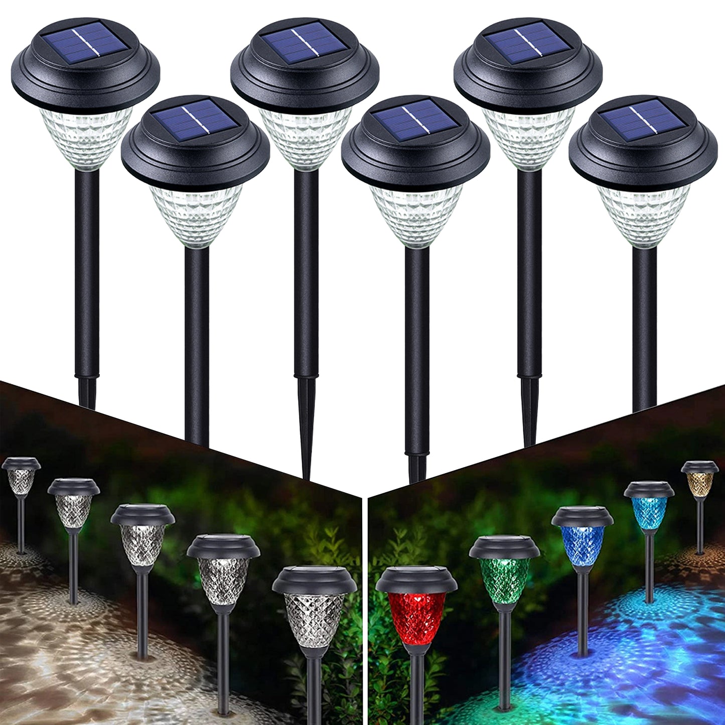 6/12Pcs  Solar Pathway Lights Waterproof Dynamic Pattern Landscape Light for Patio Garden Lawn