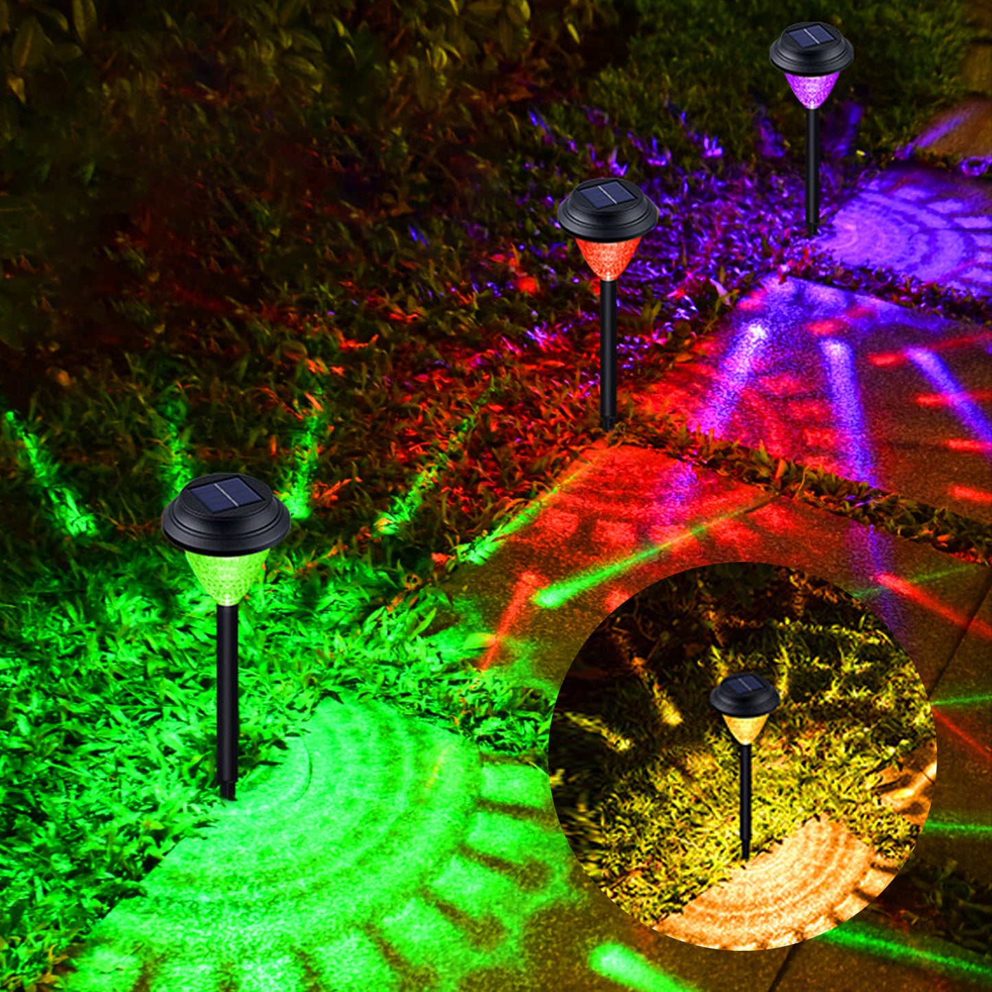 6/12Pcs  Solar Pathway Lights Waterproof Dynamic Pattern Landscape Light for Patio Garden Lawn