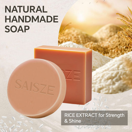 SAISZE Rice Water Shampoo Bar Set, Strengthening & Thickening (2 Pcs)