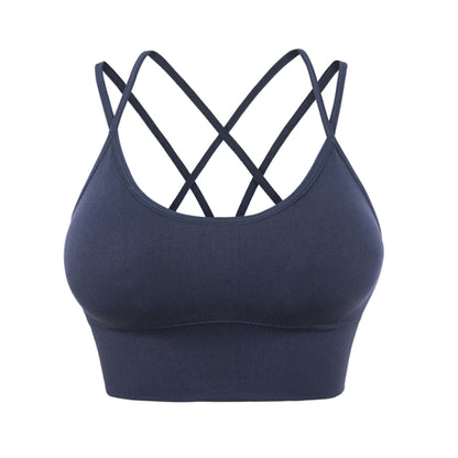 Dual Strap Cross Back Sports Bra with Padded Support Tank Top for Yoga Running and Fitness