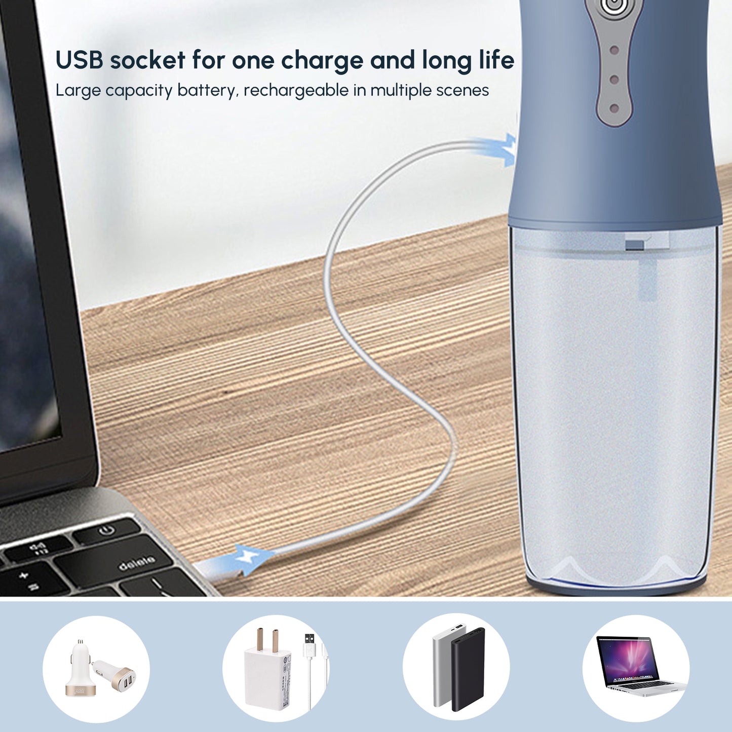 Cordless Water Dental Flosser Rechargeable Oral Irrigator for Teeth Cleaner Pick for Home and Travel