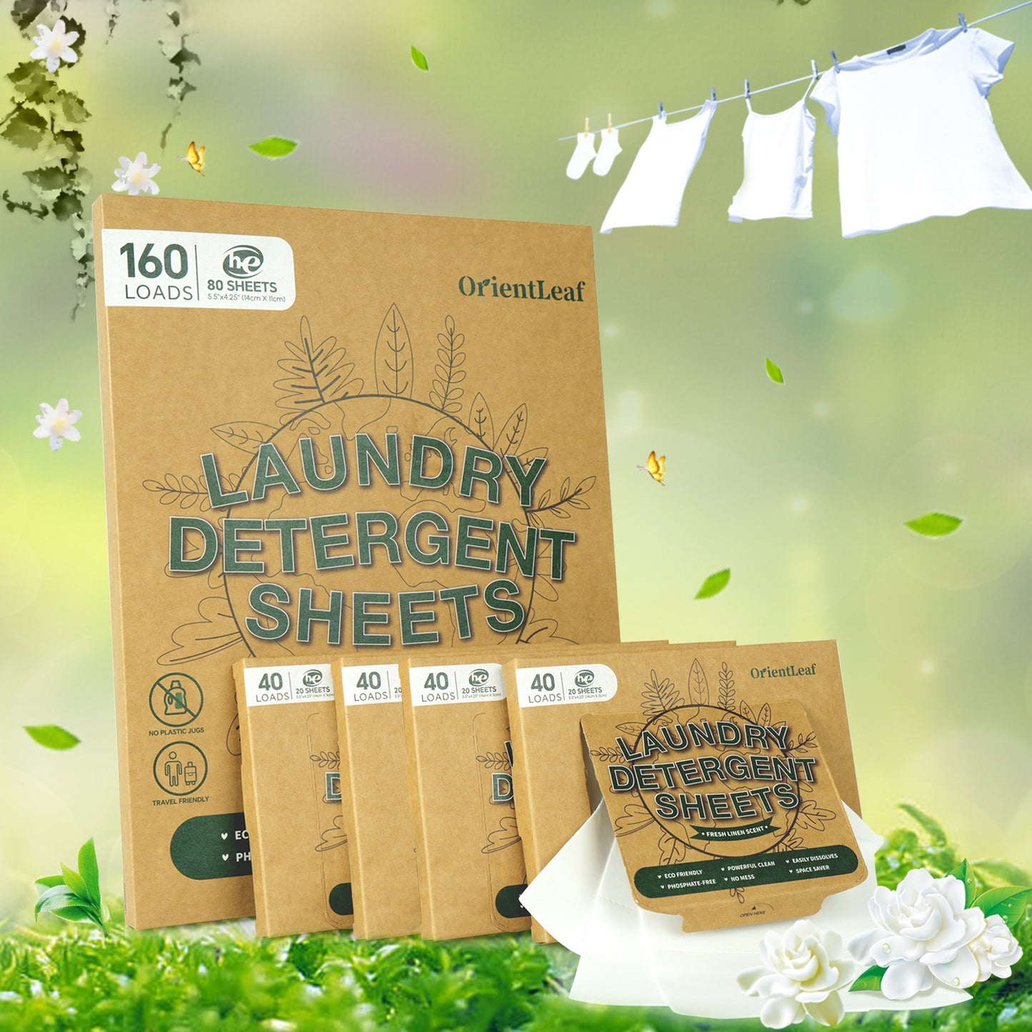 Laundry Detergent Sheets Unscented Plastic-Free Ultra Concentrated Laundry Detergent for Home Travel Use