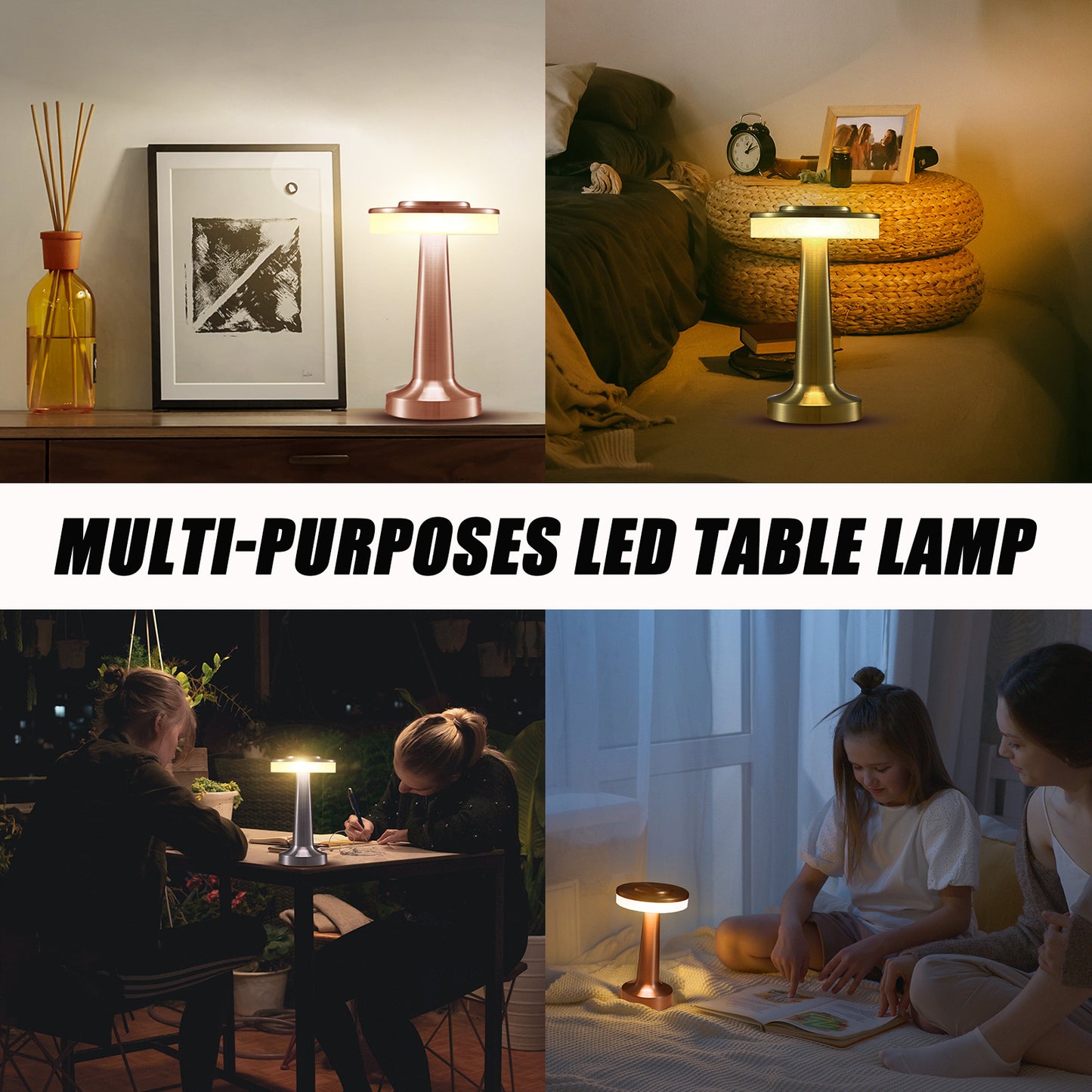 LED Table Lamp Touch Console Dimmable USB Rechargeable Desk Lamp Night Light for Restaurant Hotel Bar