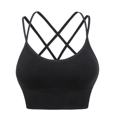 Dual Strap Cross Back Sports Bra with Padded Support Tank Top for Yoga Running and Fitness