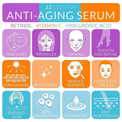 Anti-Aging Hyaluronic Acid Facial Serum for Women with Vitamin C, Aloe Barbadensis Leaf Juice