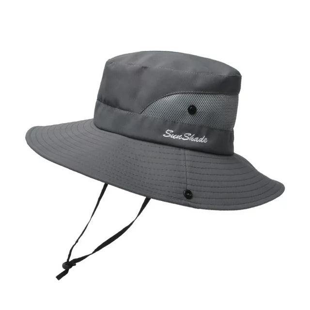 Womens UV Protection Wide Brim Sun Hats Cooling Mesh Ponytail Hole Cap