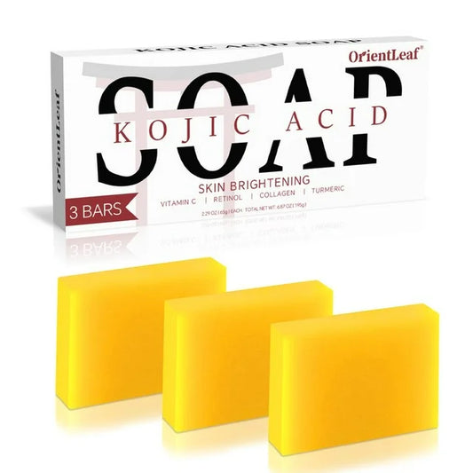 65g × 3 Bars Kojic Acid Soap Dark Spot Reduce Soap Bars with Vitamin C Retinol Collagen, Turmeric