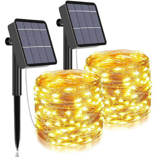 WM-Solarera Solar String Lights Outdoor, 200 LED 72 Ft Long Starbright Solar Light, 8 Modes Solar Fairy Lights for Halloween Garden Patio Yard Party Decoration (2Pack- Warm White)