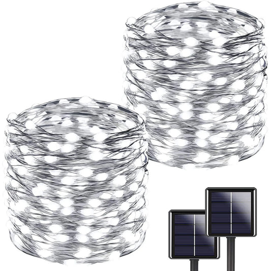 WM-Solarera Solar String Lights Outdoor, 200 LED 72 Ft Long Starbright Solar Light, 8 Modes Solar Fairy Lights for Halloween Garden Patio Yard Party Decoration (2Pack- Warm White)