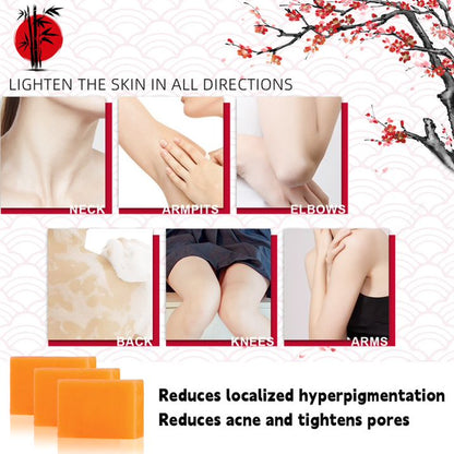 65g × 3 Bars Kojic Acid Soap Dark Spot Reduce Soap Bars with Vitamin C Retinol Collagen, Turmeric