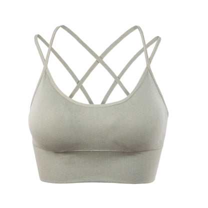 Dual Strap Cross Back Sports Bra with Padded Support Tank Top for Yoga Running and Fitness