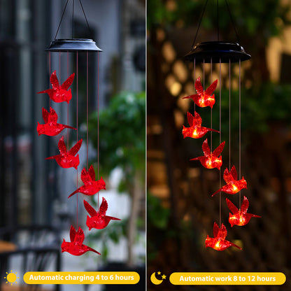 SolarEra Outdoor Wind Chimes Solar Wind Chimes Lights Solar Powered Red Bird Waterproof Changing Color Red Bird Solar Lights