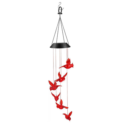 SolarEra Outdoor Wind Chimes Solar Wind Chimes Lights Solar Powered Red Bird Waterproof Changing Color Red Bird Solar Lights