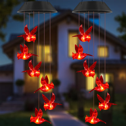 SolarEra Outdoor Wind Chimes Solar Wind Chimes Lights Solar Powered Red Bird Waterproof Changing Color Red Bird Solar Lights