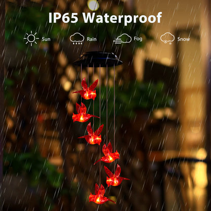 SolarEra Outdoor Wind Chimes Solar Wind Chimes Lights Solar Powered Red Bird Waterproof Changing Color Red Bird Solar Lights