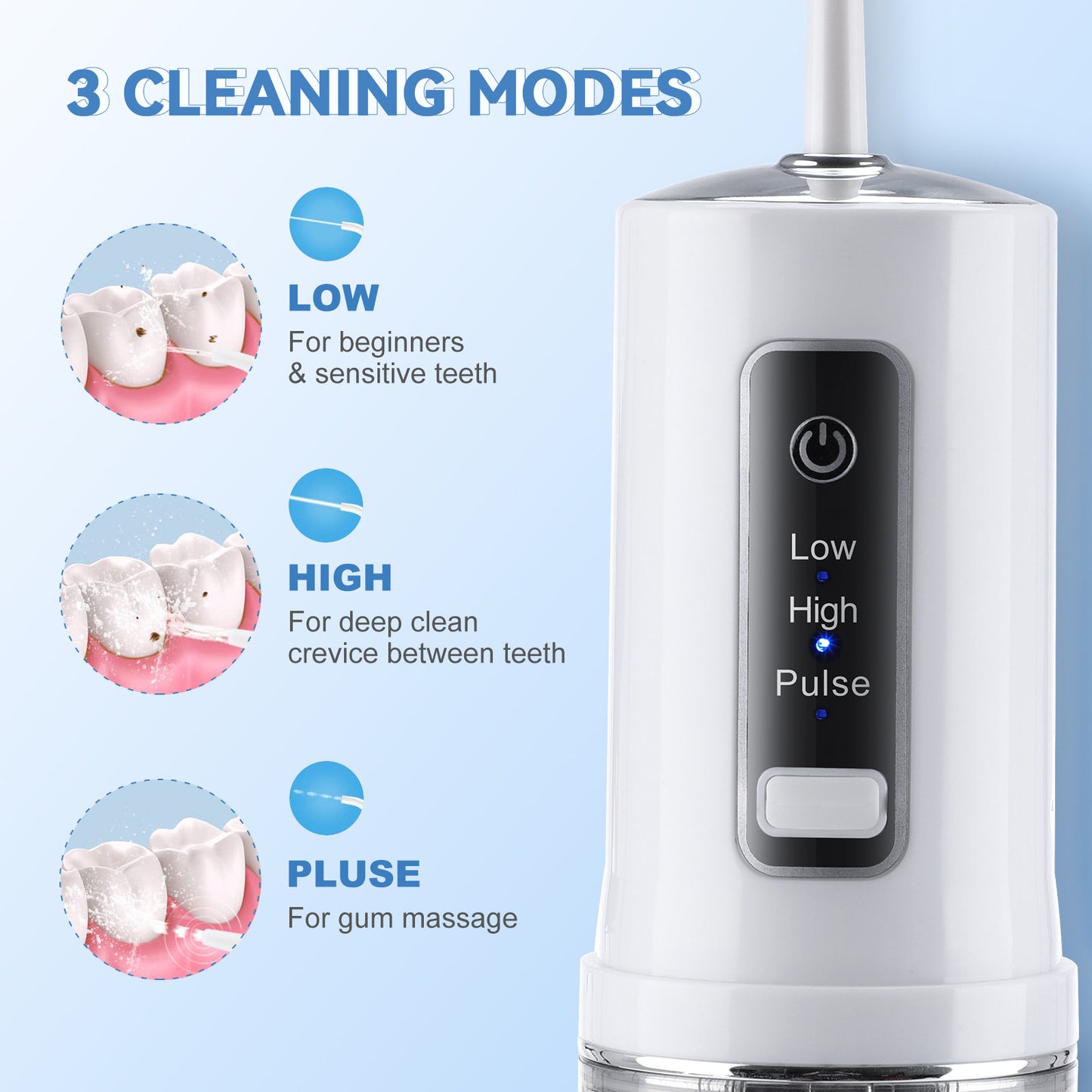 230ML Tank Cordless Water Flosser Dental Teeth Cleaner, Rechargeable Oral Irrigator for Home and Travel