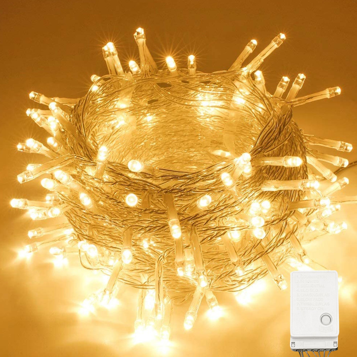 Halloween Christmas Lights Outdoor Decorations 100 LED 33Ft 8 Modes Fairy String Lights, Clear Wire LED String Light Decor for Wedding Party