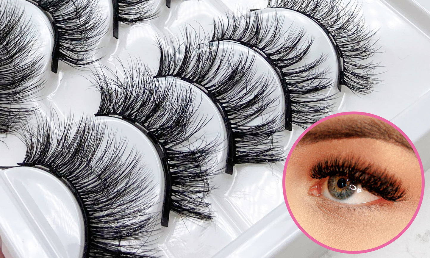 10 Piece Mixed 3D Multi-layer Magnetic False Eyelashes Set with Applicator & Magnetic Eyeliner