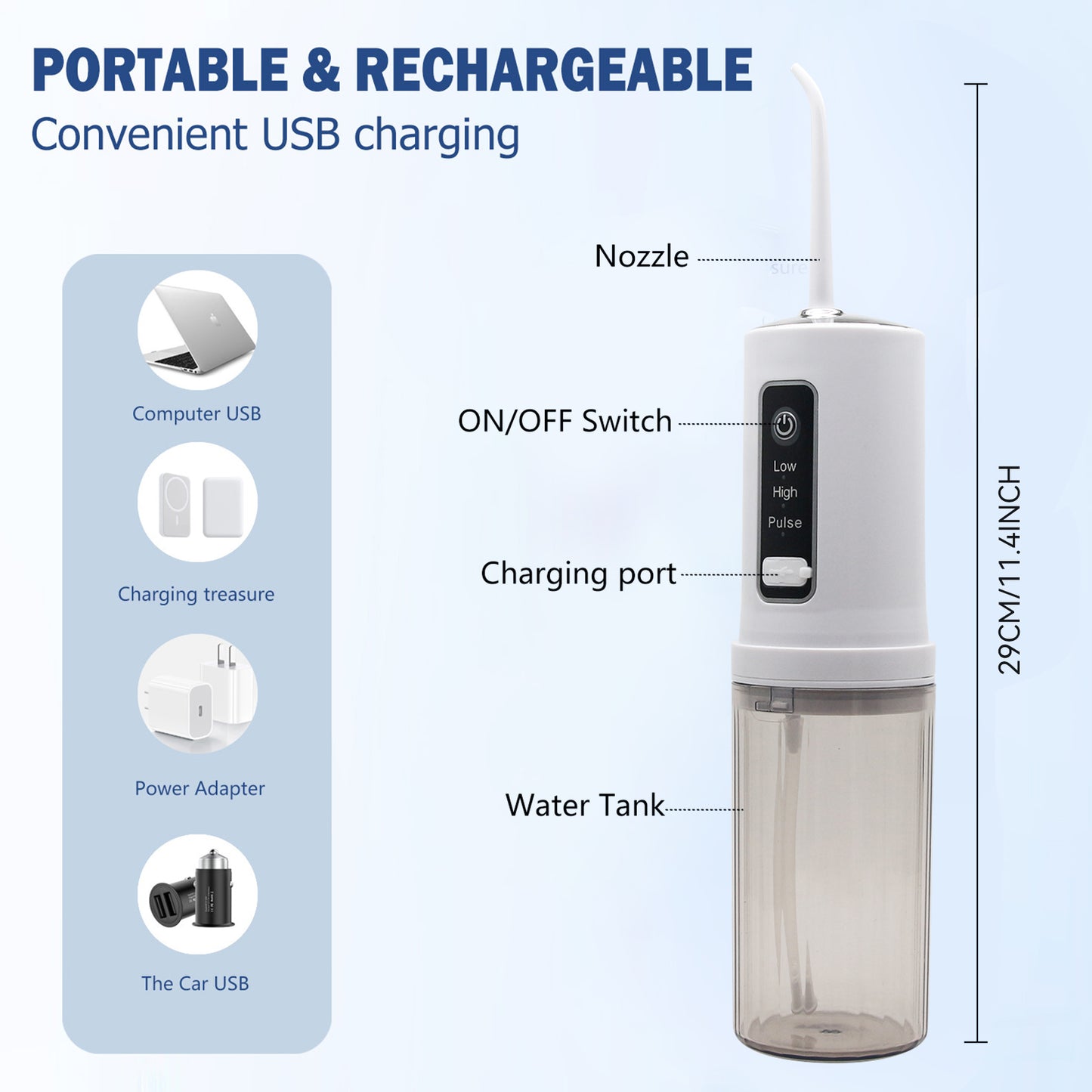 230ML Tank Cordless Water Flosser Dental Teeth Cleaner, Rechargeable Oral Irrigator for Home and Travel