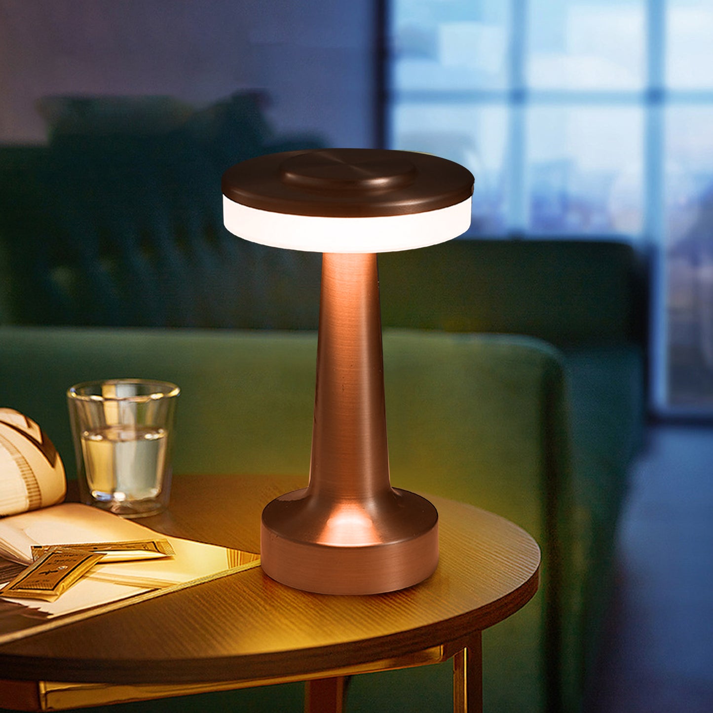 LED Table Lamp Touch Console Dimmable USB Rechargeable Desk Lamp Night Light for Restaurant Hotel Bar