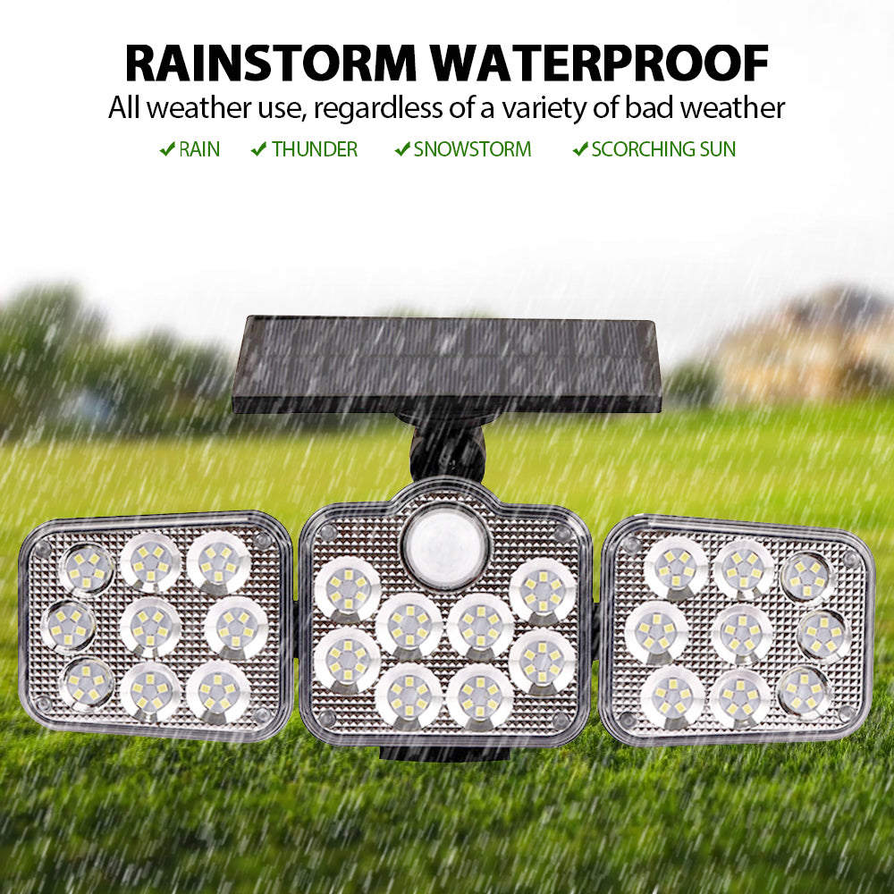 Solar Outdoor Lights 138 LED 3-Head Adjustable 360°Rotating Wide-Angle Floodlight