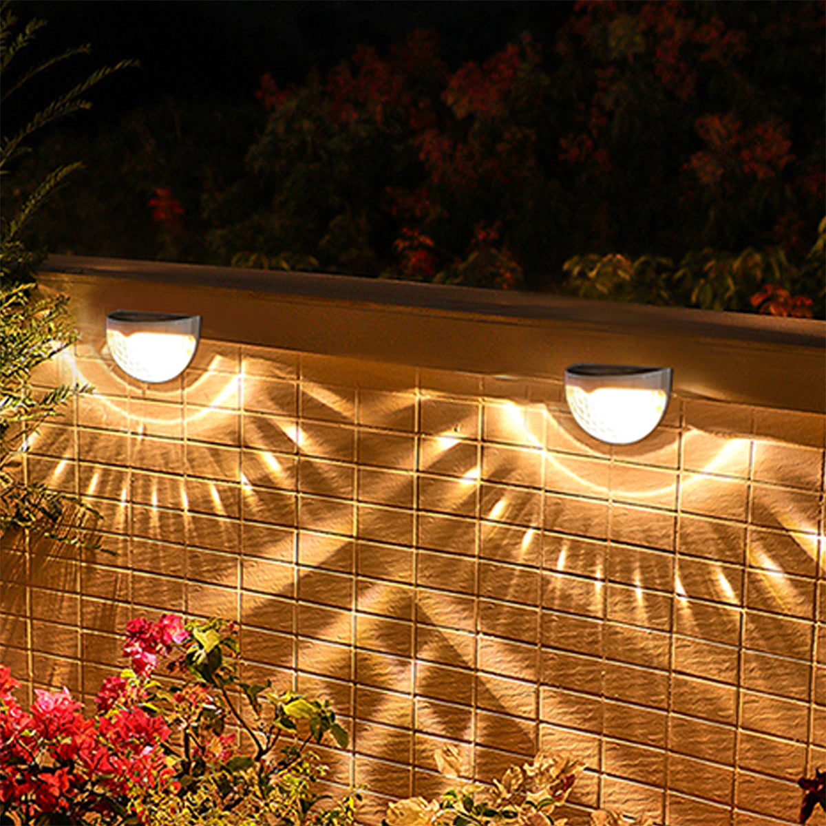 2 PCS Solar Semicircle Walls Light Outdoor Waterproof Sensor Wall Lamp