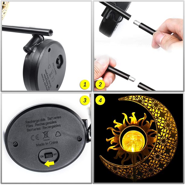 Waterproof Sun Moon Solar Powered Garden Light Outdoor Decorative Lights